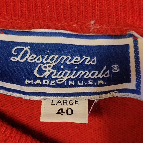 Vintage Red Cardigan Womens Large Pearl Buttons 60s 70s Retro Designers Original - Picture 2 of 8